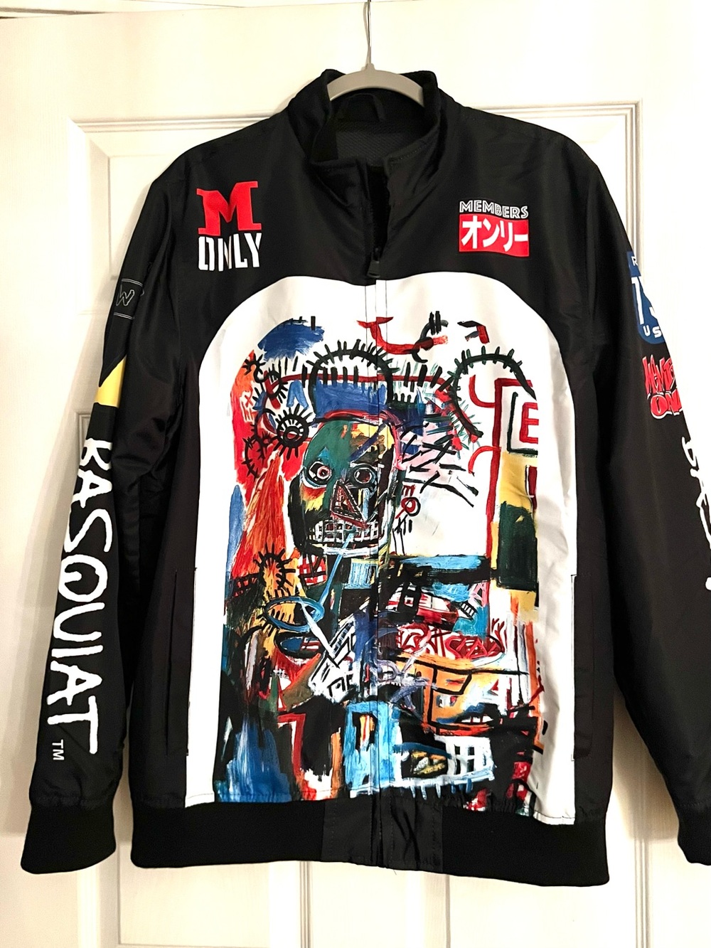 NEW Jean-Michel Basquiat Members Only Racing Bomber Windbreaker Jacket Mens Sz M